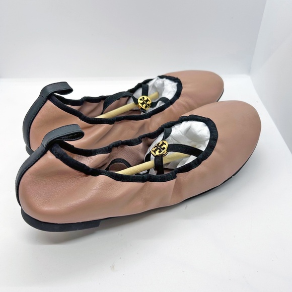NEW Tory Burch Soft Scrunch Leather Ballet Flats, Size 8.5, Blush pink - Picture 1 of 7